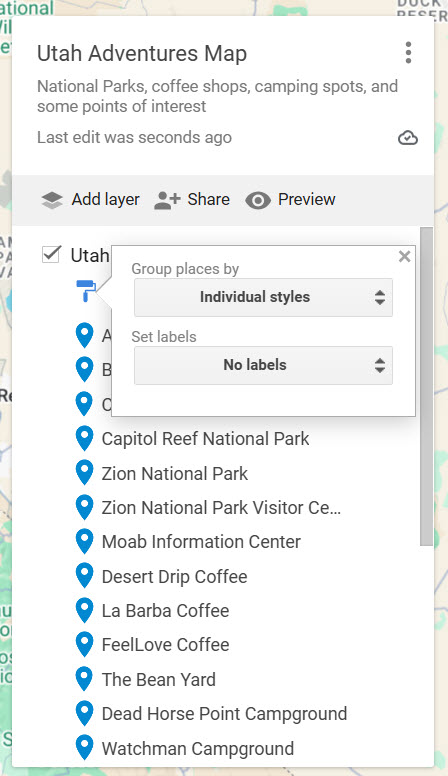 Map customize paint brush individual styles