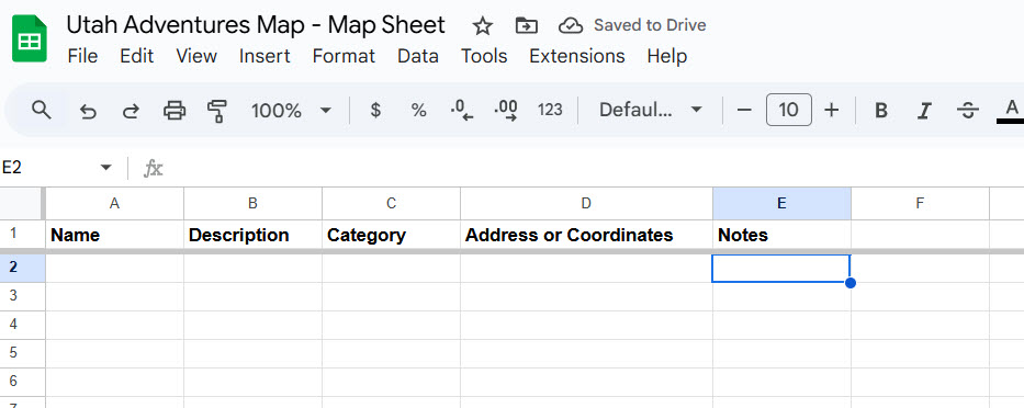 Create Google Sheet