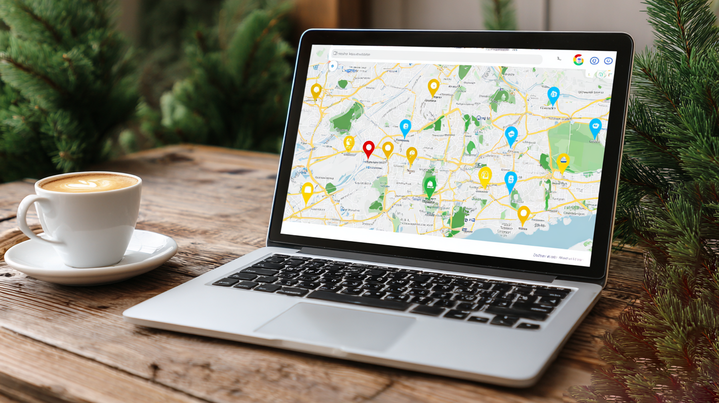 laptop showing a colorful Google My Map